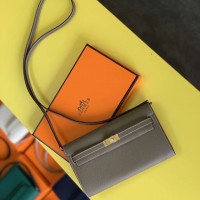 Hermes Kelly Classique To Go Wallet In Taupe Epsom Calfskin Hermes Kelly Classique To Go Wallet In Taupe Epsom Calfskin