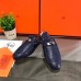 Hermes Oz Mules In Dark Blue Calfskin Hermes Oz Mules In Dark Blue Calfskin