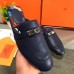 Hermes Oz Mules In Dark Blue Calfskin Hermes Oz Mules In Dark Blue Calfskin