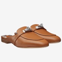 Hermes Oz Mules In Caramel Calfskin Hermes Oz Mules In Caramel Calfskin