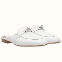 Hermes Oz Mules In White Calfskin Hermes Oz Mules In White Calfskin