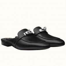 Hermes Oz Mules In Noir Calfskin Hermes Oz Mules In Noir Calfskin