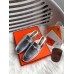 Hermes Oz Mules In Silver Metallic Calfskin