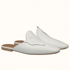 Hermes Tangeria Mules In White Calfskin Hermes Tangeria Mules In White Calfskin