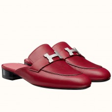 Hermes Trocadero Mules In Red Goatskin Hermes Trocadero Mules In Red Goatskin