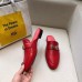 Hermes Trocadero Mules In Red Goatskin