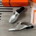 Hermes Trocadero Mules In Silver Nappa Leather