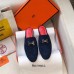 Hermes Trocadero Mules In Blue Suede