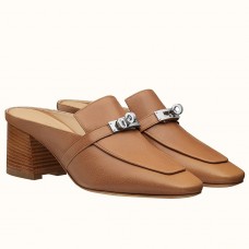 Hermes Blossom Mules 60mm In Brown Goatskin Hermes Blossom Mules 60mm In Brown Goatskin