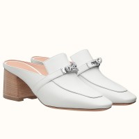 Hermes Blossom Mules 60mm In White Goatskin Hermes Blossom Mules 60mm In White Goatskin