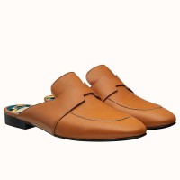 Hermes Catena Mules In Brown Calfskin Hermes Catena Mules In Brown Calfskin