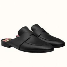 Hermes Catena Mules In Black Calfskin Hermes Catena Mules In Black Calfskin
