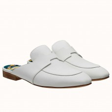 Hermes Catena Mules In White Calfskin Hermes Catena Mules In White Calfskin