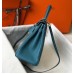 Hermes Kelly 32cm Bag In Blue Jean Clemence Leather GHW Hermes Kelly 32cm Bag In Blue Jean Clemence Leather GHW