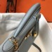 Hermes Kelly 32cm Bag In Blue Lin Clemence Leather GHW Hermes Kelly 32cm Bag In Blue Lin Clemence Leather GHW