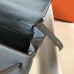 Hermes Kelly 32cm Bag In Blue Lin Clemence Leather GHW Hermes Kelly 32cm Bag In Blue Lin Clemence Leather GHW