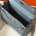 Hermes Kelly 32cm Bag In Blue Lin Clemence Leather GHW Hermes Kelly 32cm Bag In Blue Lin Clemence Leather GHW