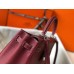 Hermes Kelly 32cm Bag In Bordeaux Clemence Leather PHW Hermes Kelly 32cm Bag In Bordeaux Clemence Leather PHW