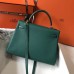 Hermes Kelly 32cm Bag In Malachite Clemence Leather GHW Hermes Kelly 32cm Bag In Malachite Clemence Leather GHW