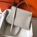 Hermes Kelly 32cm Bag In Pearl Grey Clemence Leather GHW Hermes Kelly 32cm Bag In Pearl Grey Clemence Leather GHW