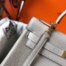 Hermes Kelly 32cm Bag In Pearl Grey Clemence Leather GHW Hermes Kelly 32cm Bag In Pearl Grey Clemence Leather GHW