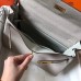 Hermes Kelly 32cm Bag In Pearl Grey Clemence Leather GHW Hermes Kelly 32cm Bag In Pearl Grey Clemence Leather GHW