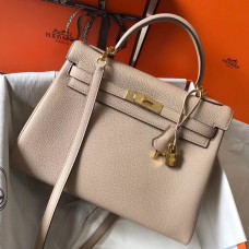 Hermes Kelly 32cm Bag In Trench Clemence Leather GHW Hermes Kelly 32cm Bag In Trench Clemence Leather GHW
