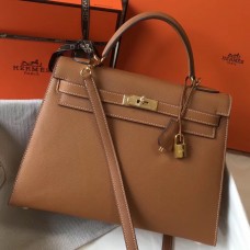 Hermes Kelly 32cm Bag In Gold Epsom Leather GHW Hermes Kelly 32cm Bag In Gold Epsom Leather GHW