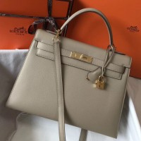 Hermes Kelly 32cm Bag In Gris Tourterelle Epsom Leather GHW Hermes Kelly 32cm Bag In Gris Tourterelle Epsom Leather GHW
