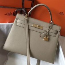 Hermes Kelly 32cm Bag In Gris Tourterelle Epsom Leather GHW Hermes Kelly 32cm Bag In Gris Tourterelle Epsom Leather GHW