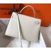 Hermes Kelly 32cm Bag In White Epsom Leather GHW Hermes Kelly 32cm Bag In White Epsom Leather GHW