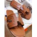 Hermes Oran Sandals In Brown Leather With Stitched Detail Hermes Oran Sandals In Brown Leather With Stitched Detail