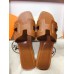 Hermes Oran Sandals In Brown Leather With Stitched Detail Hermes Oran Sandals In Brown Leather With Stitched Detail