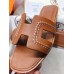 Hermes Oran Sandals In Brown Leather With Stitched Detail Hermes Oran Sandals In Brown Leather With Stitched Detail