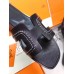 Hermes Oran Sandals In Black Leather With Stitched Detail Hermes Oran Sandals In Black Leather With Stitched Detail
