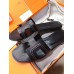 Hermes Oran Sandals In Black Leather With Stitched Detail Hermes Oran Sandals In Black Leather With Stitched Detail
