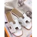 Hermes Oran Sandals In White Leather With Stitched Detail Hermes Oran Sandals In White Leather With Stitched Detail