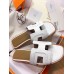 Hermes Oran Sandals In White Leather With Stitched Detail Hermes Oran Sandals In White Leather With Stitched Detail
