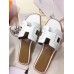 Hermes Oran Sandals In White Leather With Stitched Detail Hermes Oran Sandals In White Leather With Stitched Detail