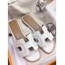 Hermes Oran Sandals In White Leather With Stitched Detail Hermes Oran Sandals In White Leather With Stitched Detail