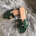 Hermes Oran Sandals In Green Shiny Niloticus Crocodile