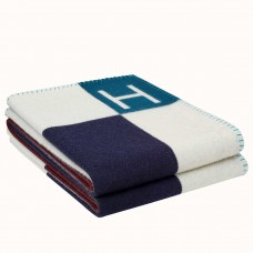 Hermes Ecru Indigo Avalon Vibration Throw Blanket Hermes Ecru Indigo Avalon Vibration Throw Blanket
