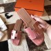 Hermes Oran Sandals In Pink Shiny Niloticus Crocodile