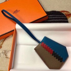 Hermes Clochette Cles Grand Tressage Charm In Taupe/Blue Hermes Clochette Cles Grand Tressage Charm In Taupe/Blue