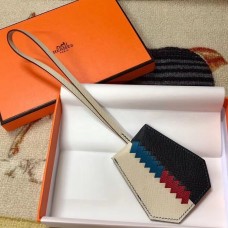 Hermes Clochette Cles Grand Tressage Charm In White/Black Hermes Clochette Cles Grand Tressage Charm In White/Black