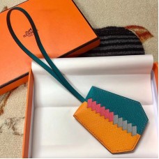 Hermes Clochette Cles Grand Tressage Charm In Yellow/Turquoise Hermes Clochette Cles Grand Tressage Charm In Yellow/Turquoise