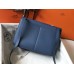 Hermes Halzan 31cm Bag In Blue Agate Clemence Leather Hermes Halzan 31cm Bag In Blue Agate Clemence Leather
