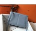 Hermes Halzan 31cm Bag In Blue Lin Clemence Leather Hermes Halzan 31cm Bag In Blue Lin Clemence Leather