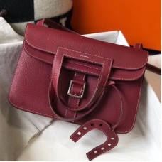 Hermes Halzan 31cm Bag In Bordeaux Clemence Leather Hermes Halzan 31cm Bag In Bordeaux Clemence Leather