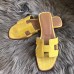 Hermes Oran Sandals In Yellow Shiny Niloticus Crocodile